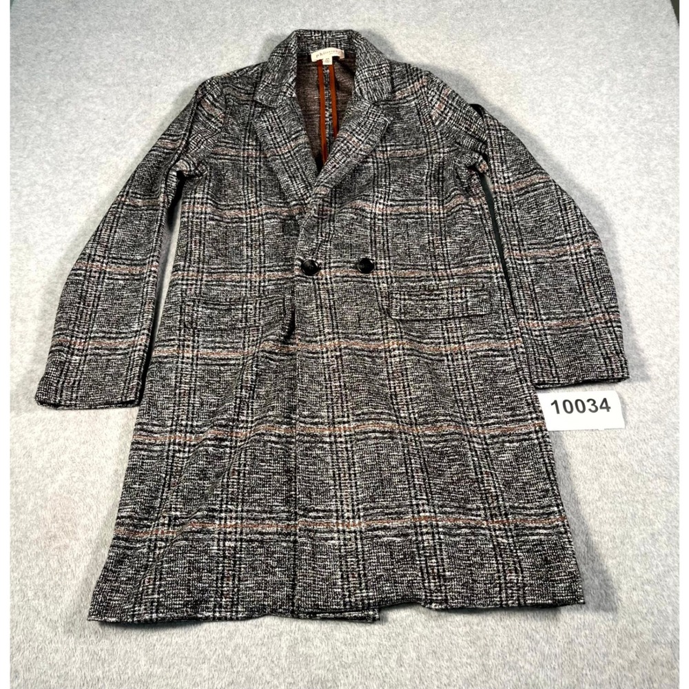 Philosophy Coat Women's Medium Black Brown Plaid Double Breasted Business Formal